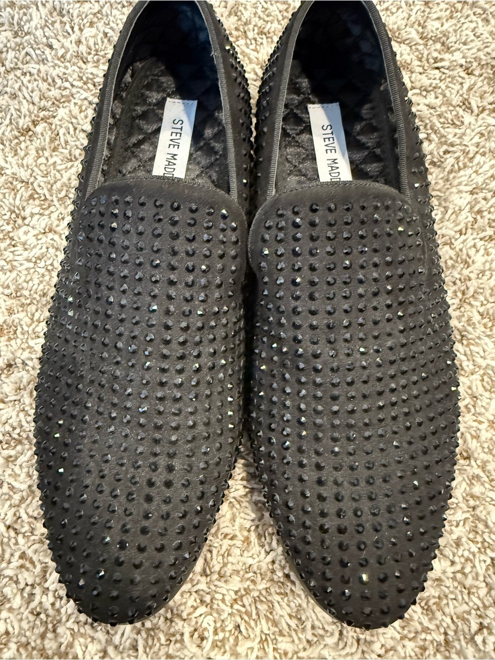 Steve Madden Black Studded Slip-On Loafers